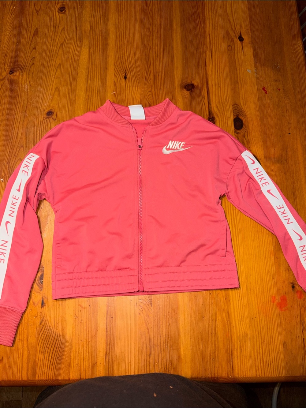Nike Pink Girls' Zip-Up Track Jacket with Logo Tape